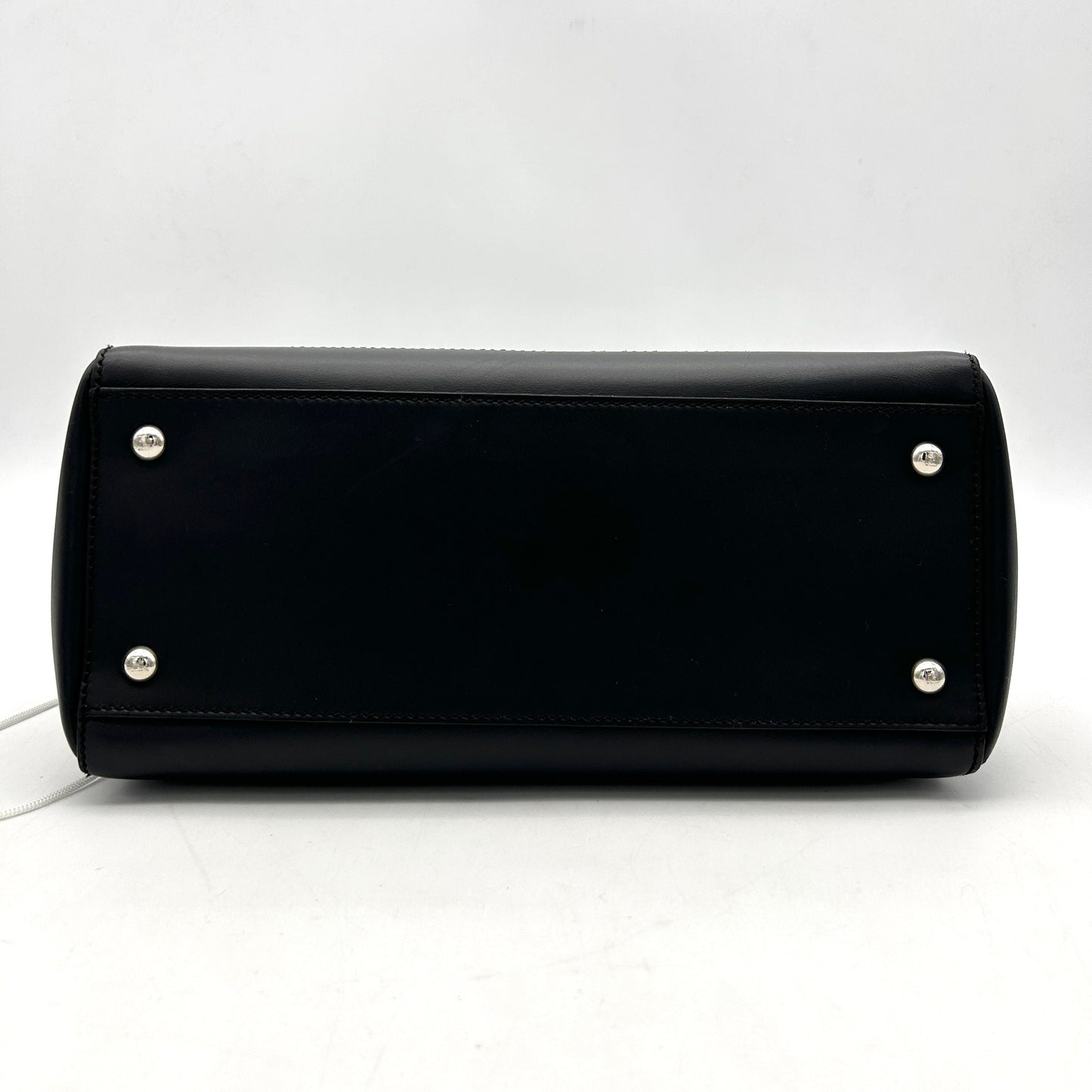 Pre-owned FENDI Vitello Baltico Dolce DotCom Satchel Black Blue Royal LA16274
