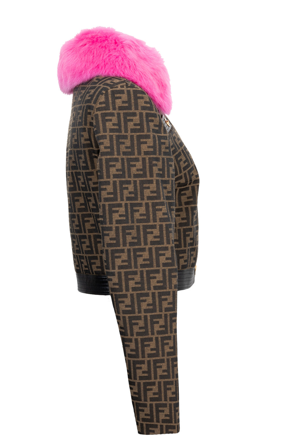 FENDIxVERSACE Fur Collar Jacket Zucca Pink