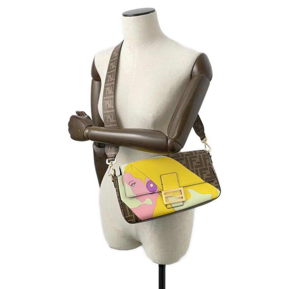 FENDI Antonio Lopez Zucca Bucket 2WAY Bag Brown/Multicolor 8BR600 PVC Coated Canvas Leather Size Medium