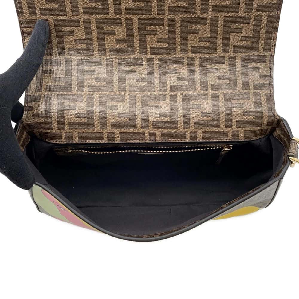 FENDI Antonio Lopez Zucca Bucket 2WAY Bag Brown/Multicolor 8BR600 PVC Coated Canvas Leather Size Medium