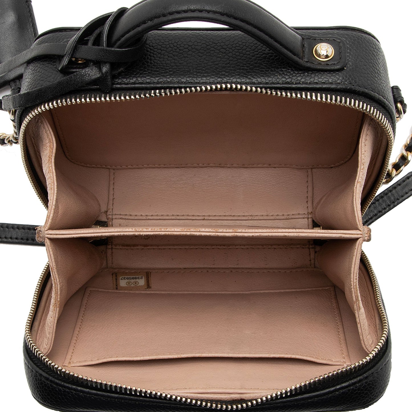 Chanel Caviar Leather CC Filigree Small Vanity Case (SHF-cBEpCt)