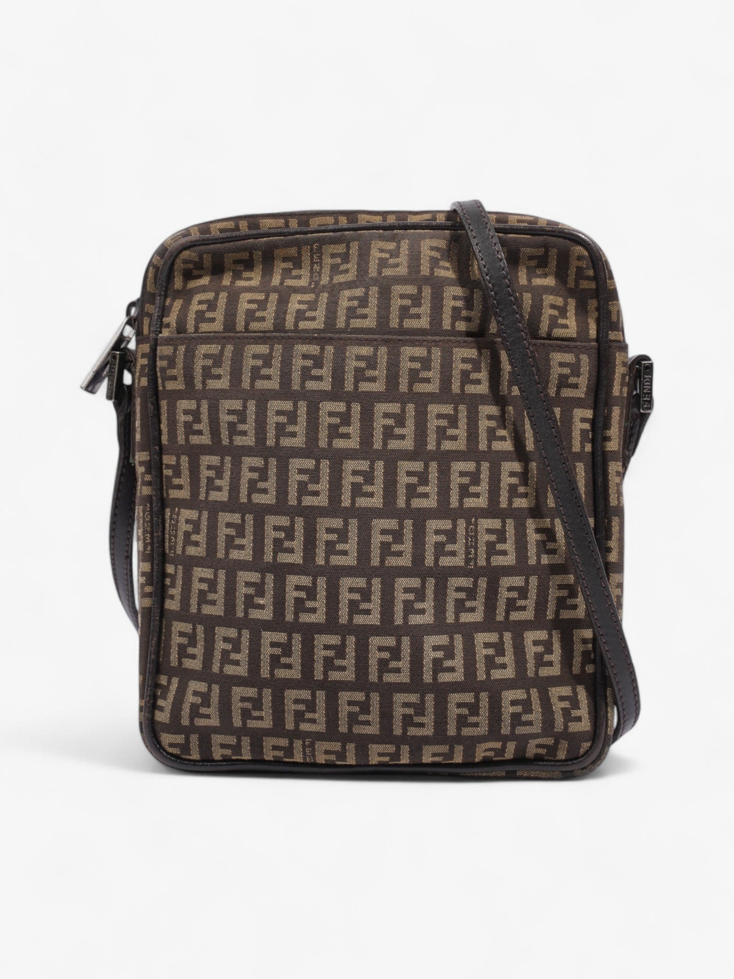 Fendi Zucchino Shoulder Bag Brown Canvas
