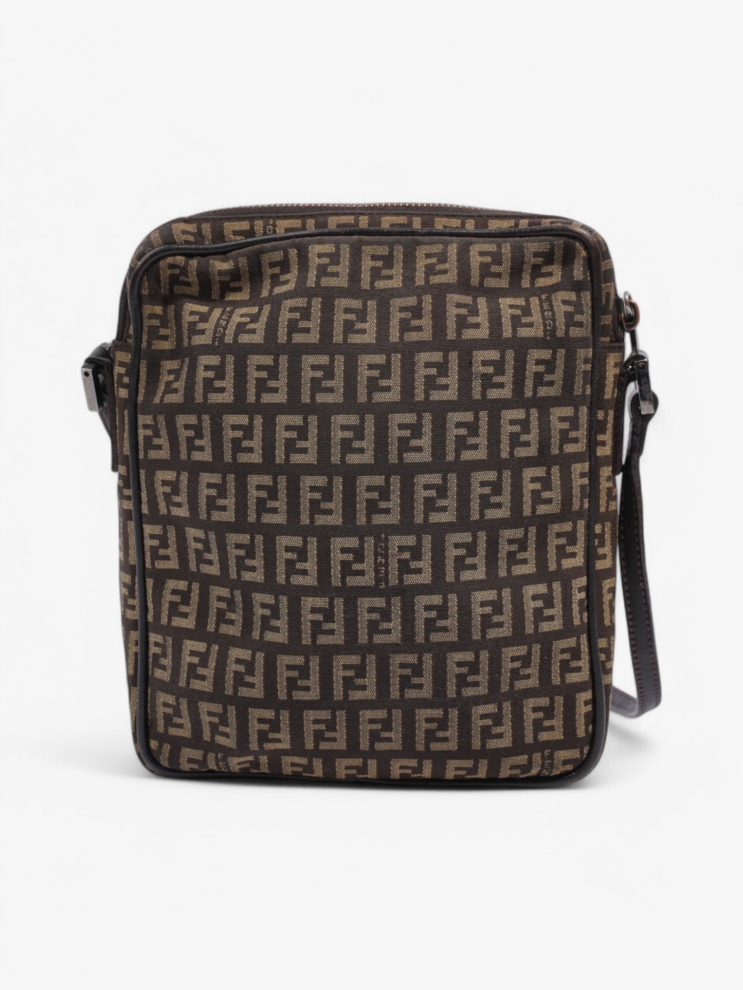 Fendi Zucchino Shoulder Bag Brown Canvas