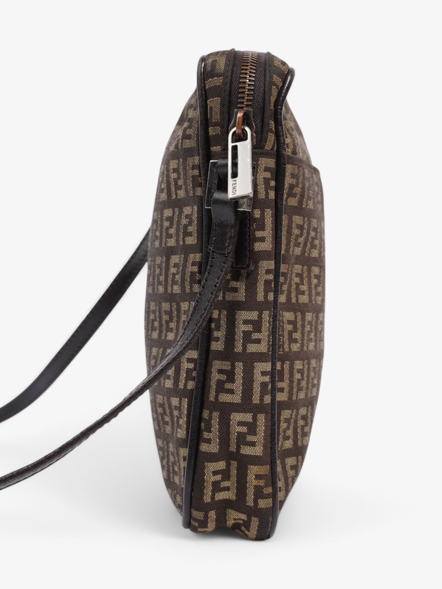 Fendi Zucchino Shoulder Bag Brown Canvas