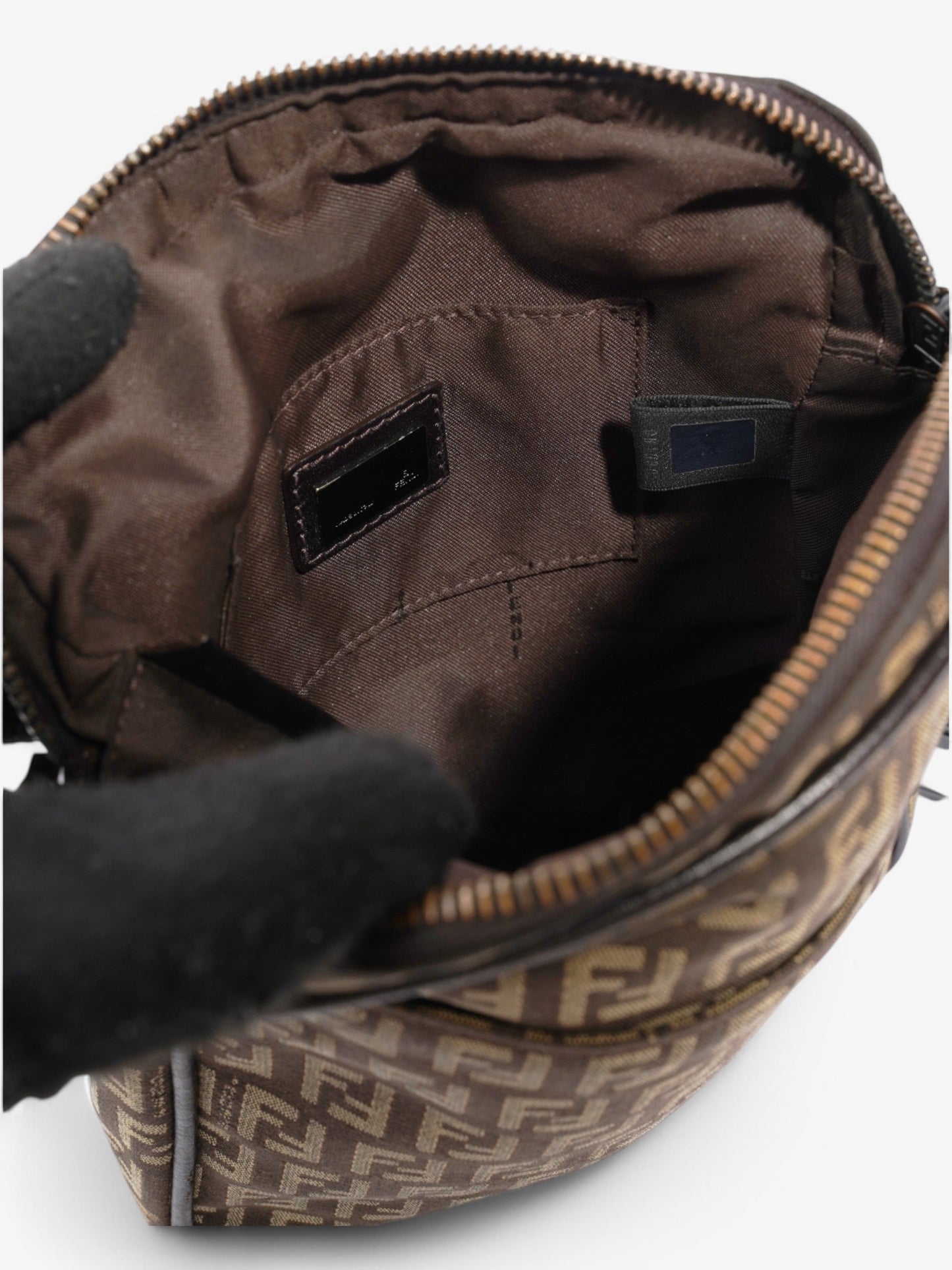 Fendi Zucchino Shoulder Bag Brown Canvas