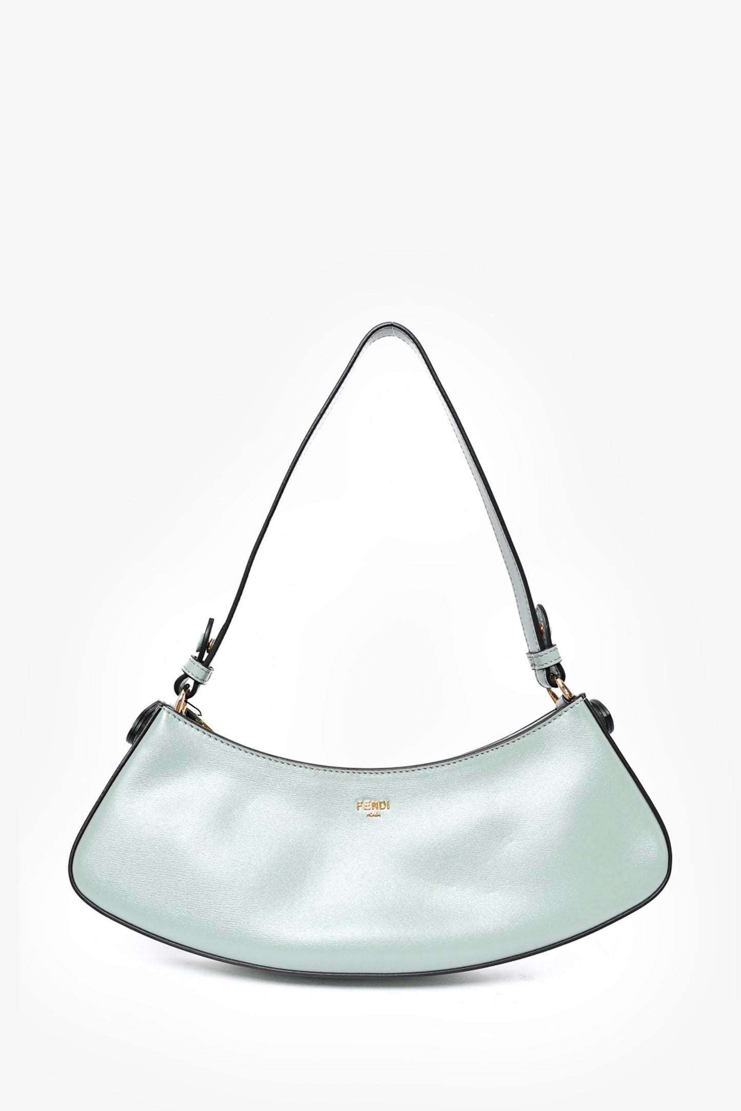 Fendi 2022 Mint Green Leather 'O'Lock Swing' Shoulder Bag