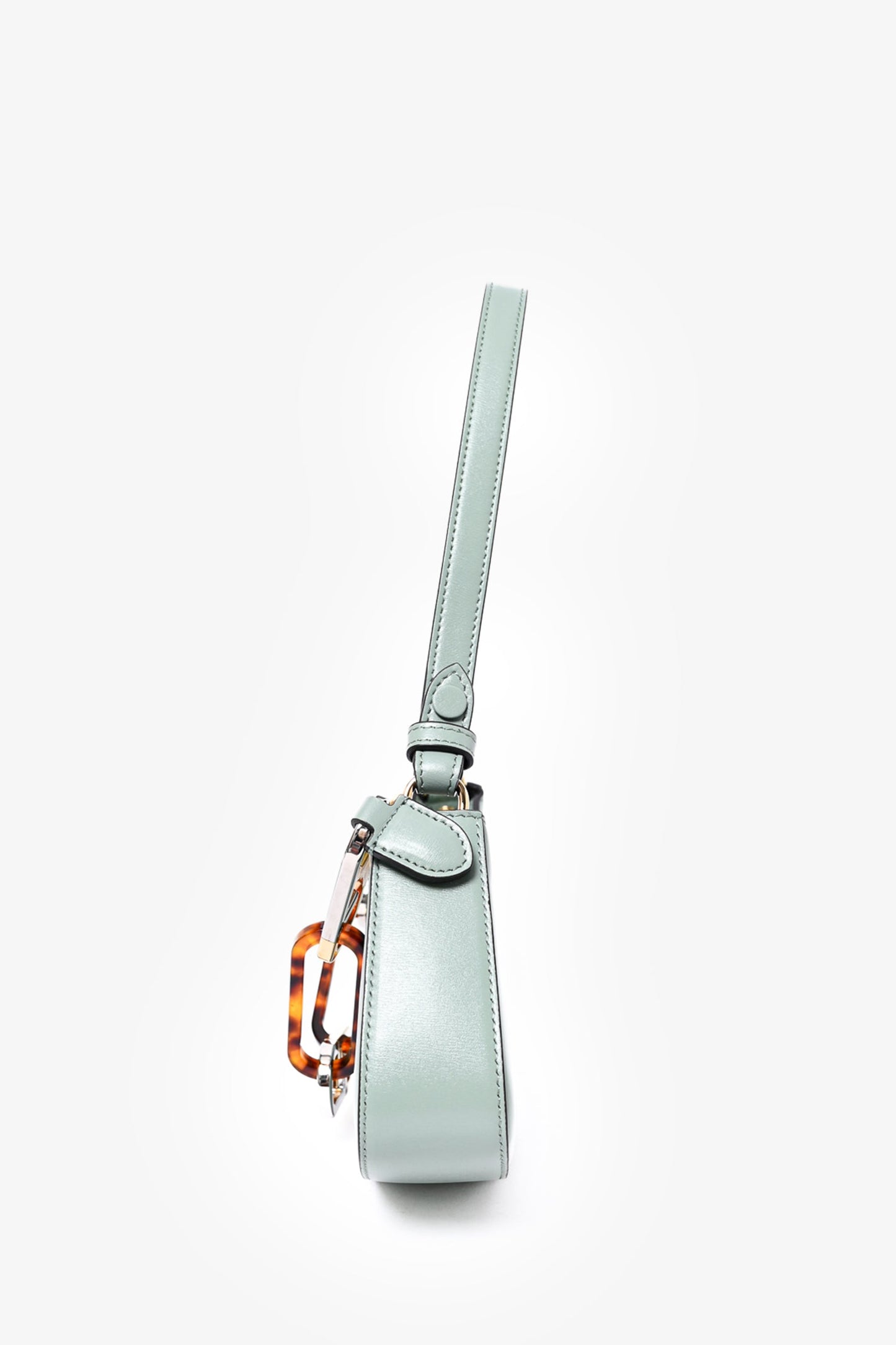Fendi 2022 Mint Green Leather 'O'Lock Swing' Shoulder Bag