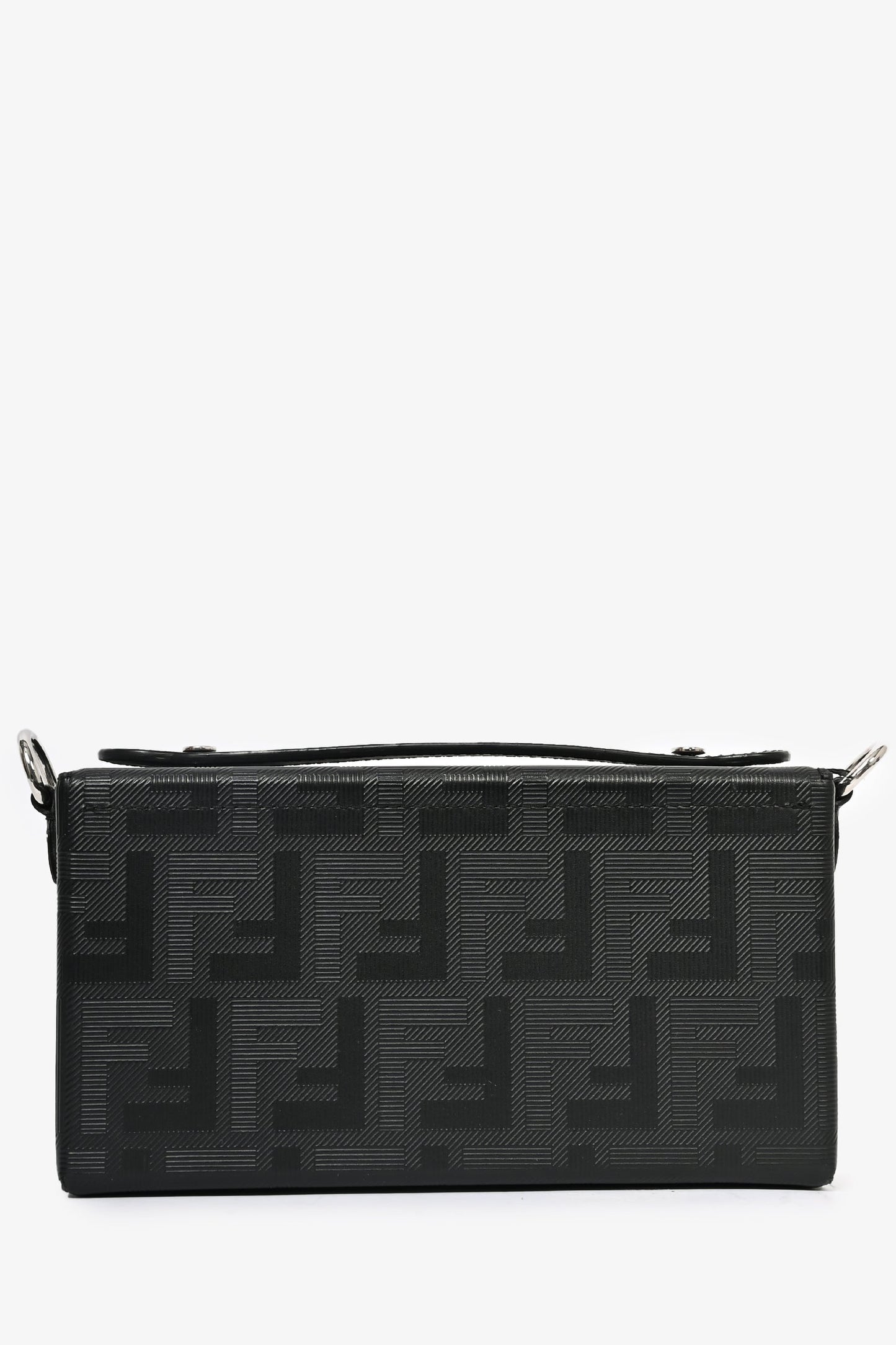Fendi 2024 Black Leather Baguette Soft Trunk Crossbody