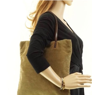 PREOWNED Fendi Tote Bag in Beige Corduroy