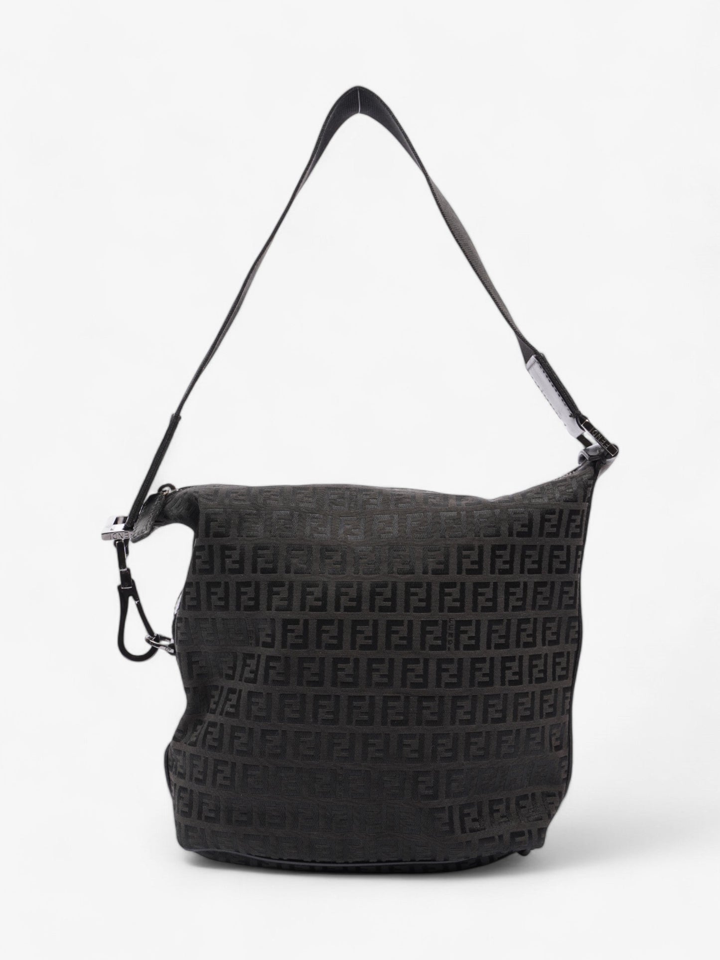 Fendi Zucchino Shoulder Bag Black Canvas