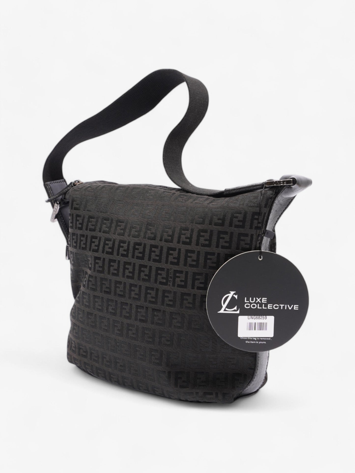 Fendi Zucchino Shoulder Bag Black Canvas