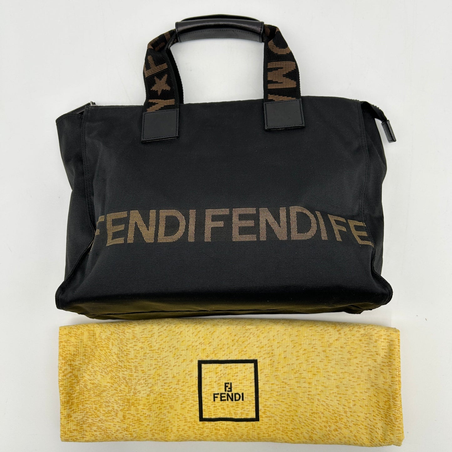 Preloved Fendi Logo Nylon Mini Totebag Black YVEAE741