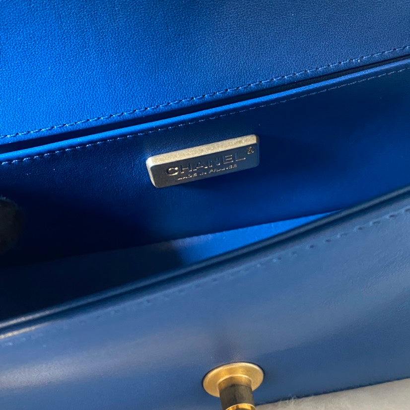 Chanel Boy Bag Blue Shoulder Bag – Preloved with Entrupy Verification