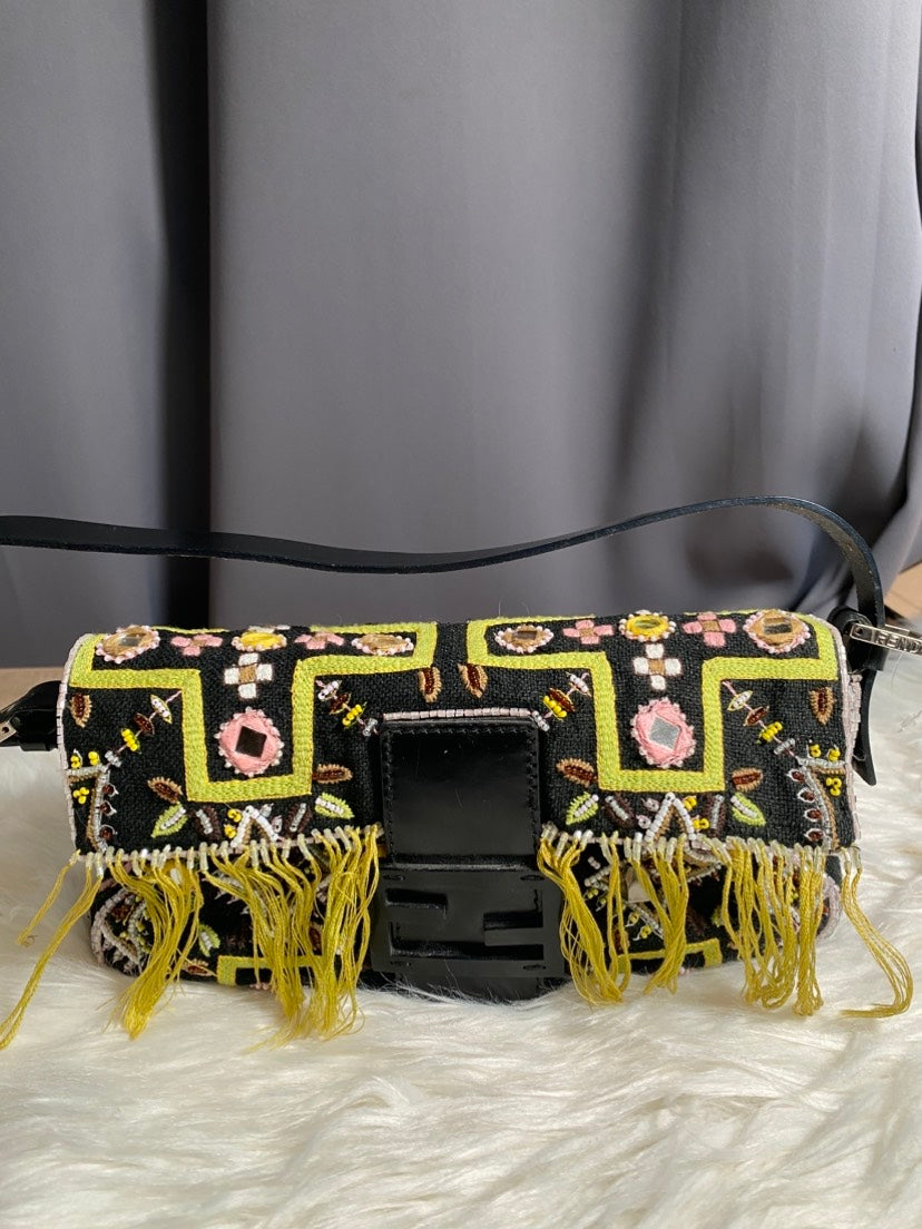 Fendi Baguette Fringe Bag, Multicolor, Shoulder Bag