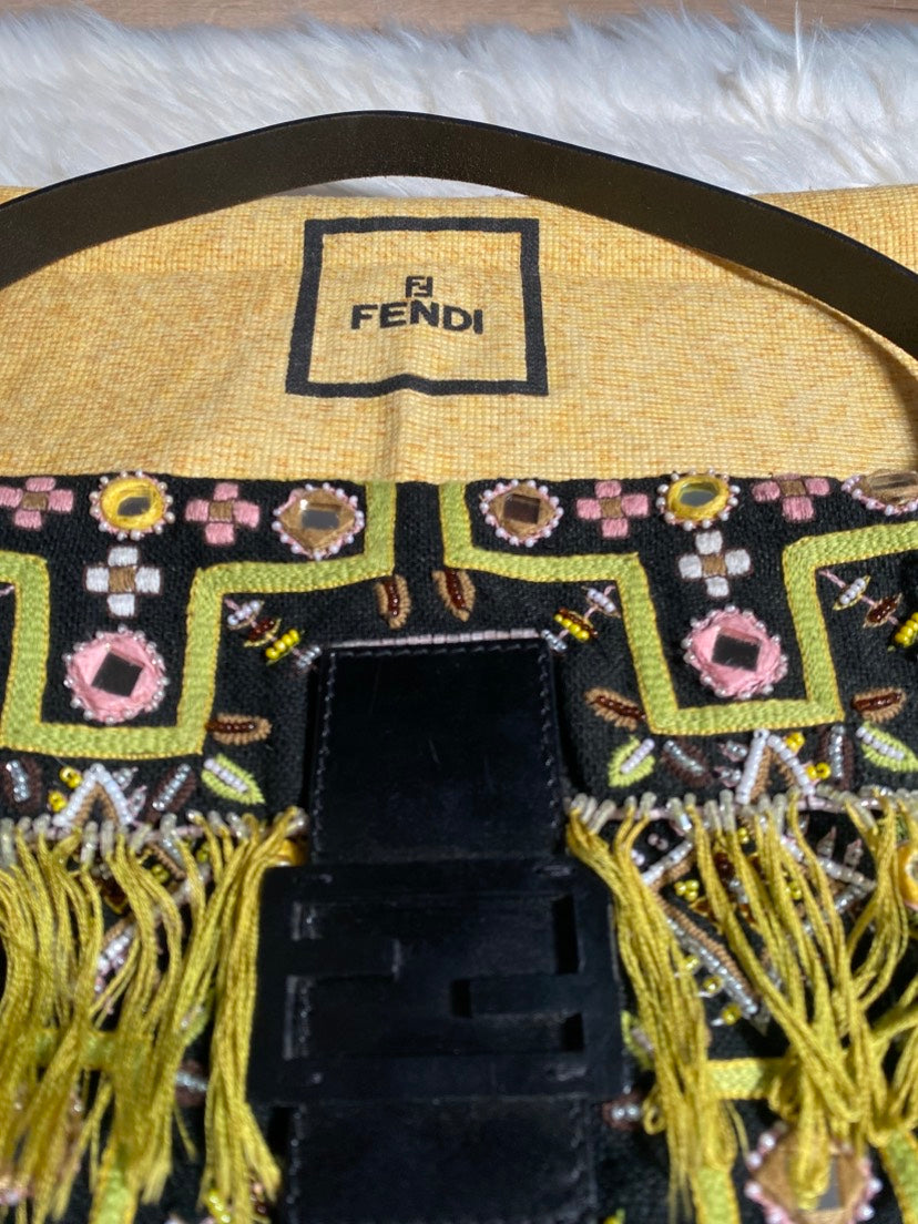 Fendi Baguette Fringe Bag, Multicolor, Shoulder Bag