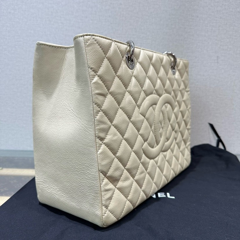 Chanel Beige GST Quilted Leather Tote Bag 33x24x13cm