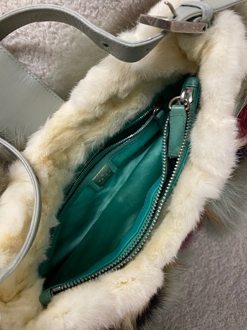Fendi Baguette Multicolor Fur Handbag