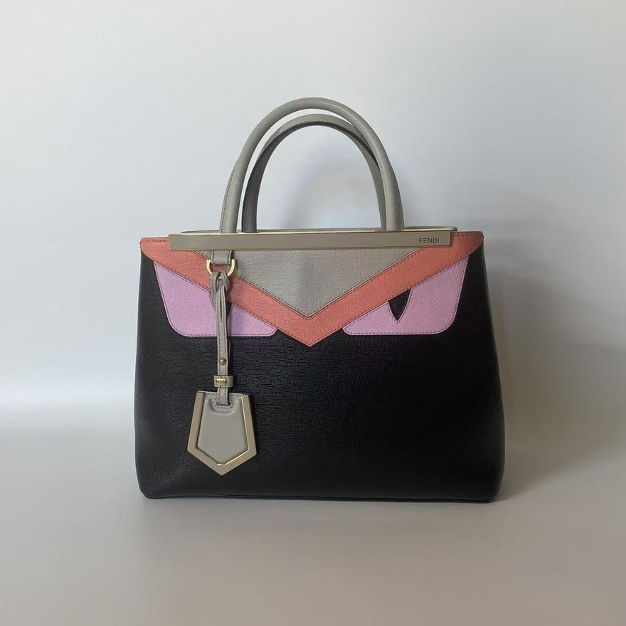 Preloved Fendi Peekaboo Black Leather Top Handle Bag