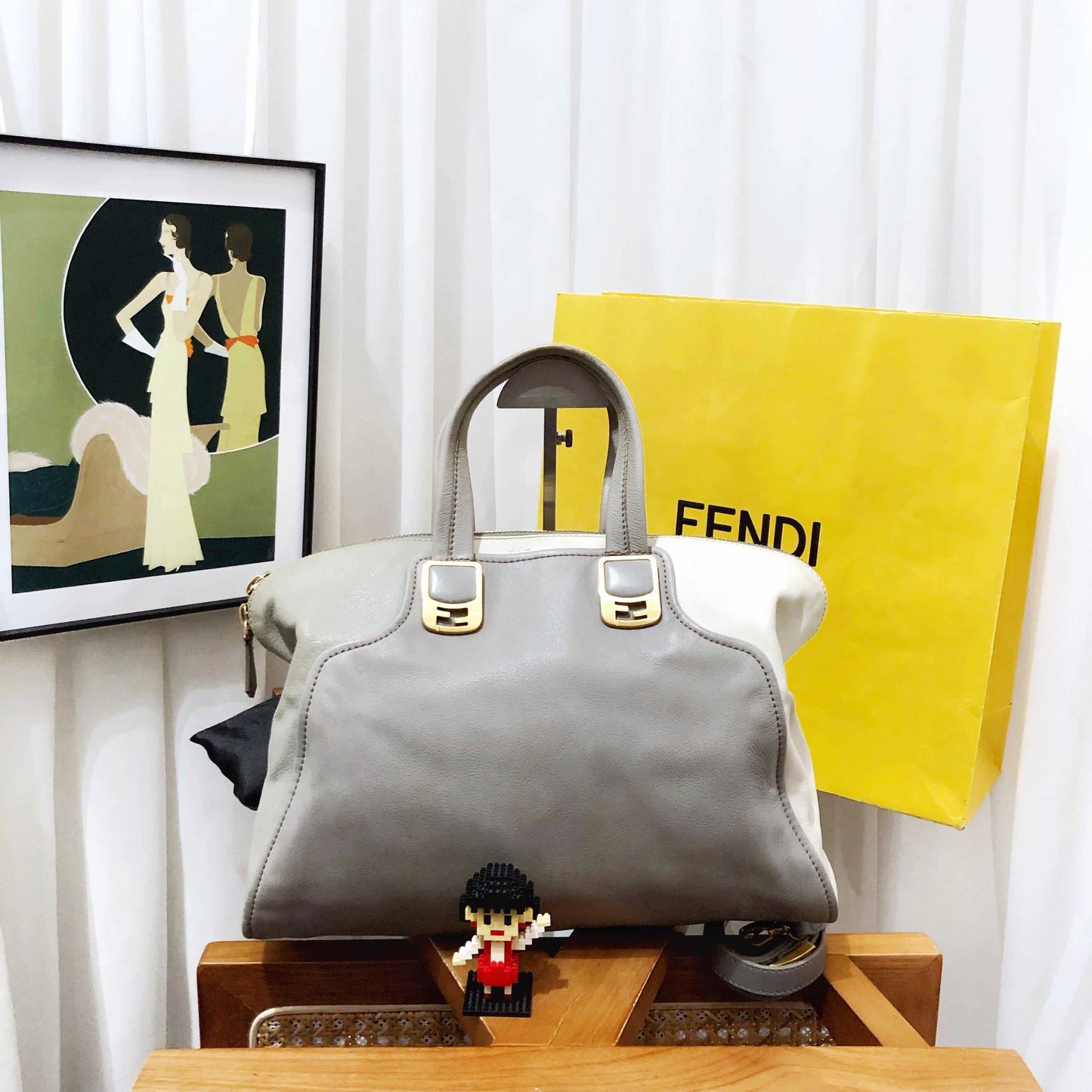 Fendi 2Jours Dove Gray Tote Bag