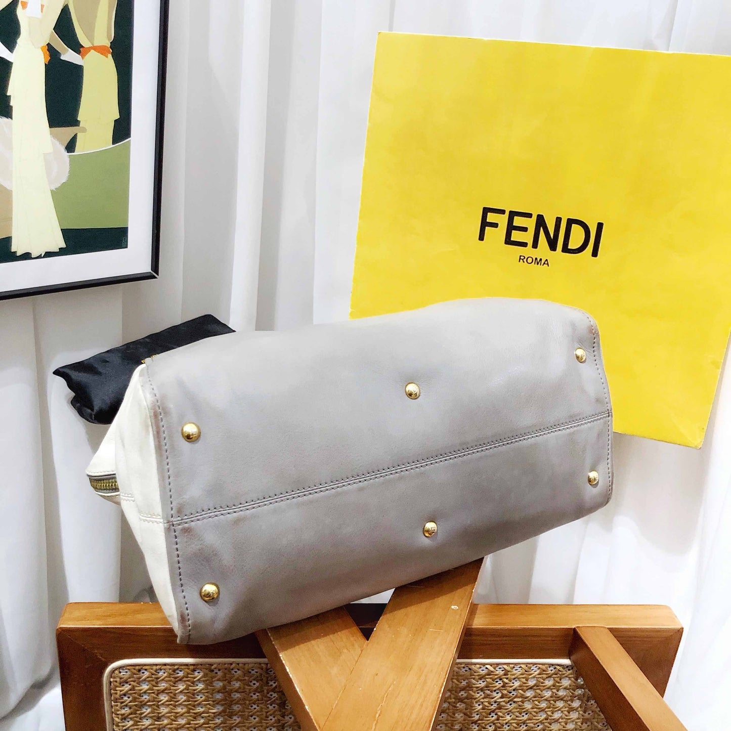 Fendi 2Jours Dove Gray Tote Bag