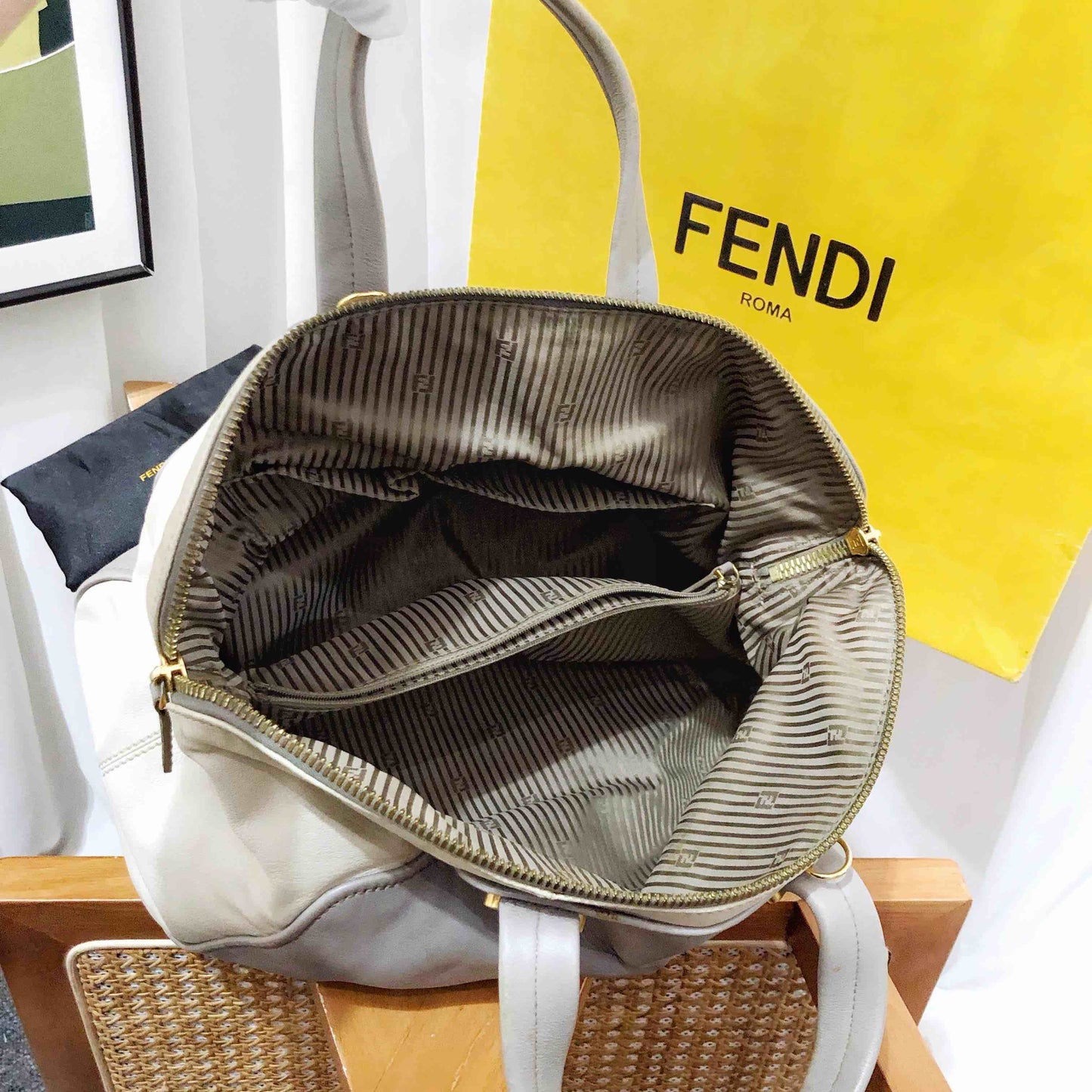 Fendi 2Jours Dove Gray Tote Bag