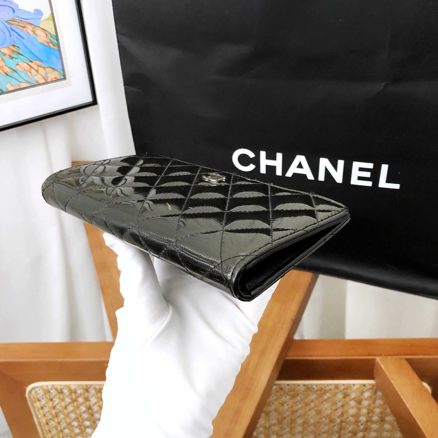 Preloved Chanel Quilted Black Wallet