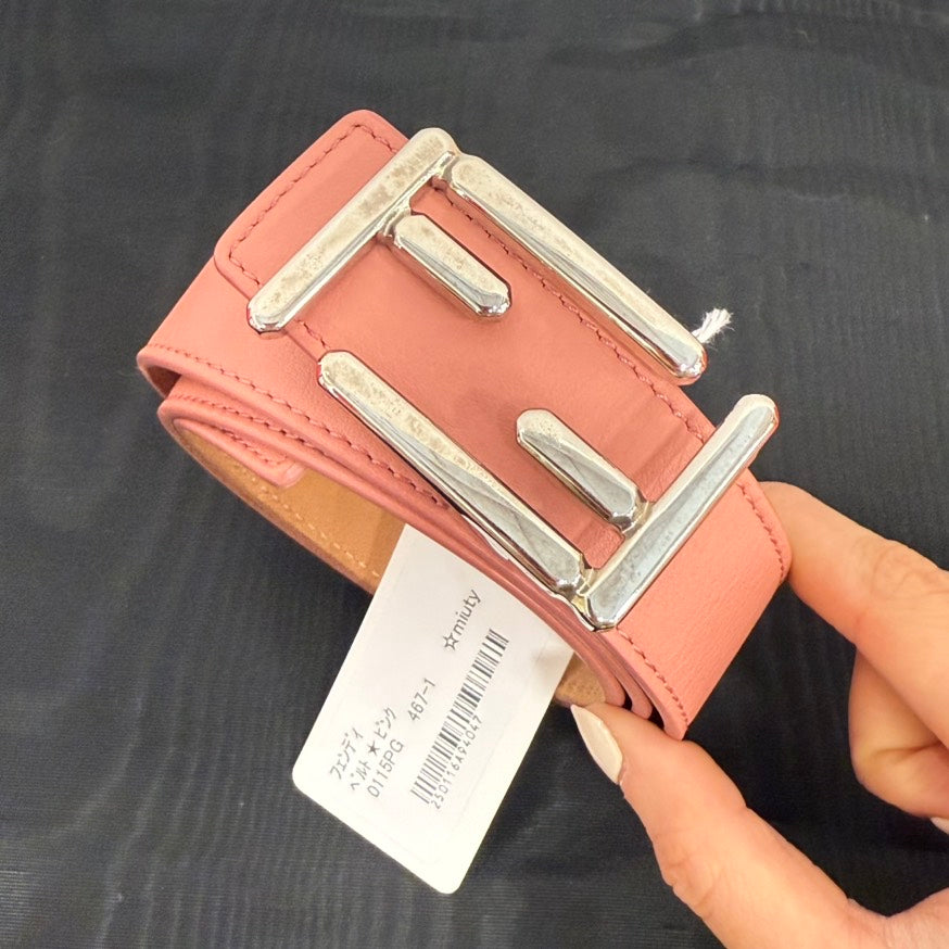 Preloved Fendi Leather Belt FM4047 Pink 70-80cm
