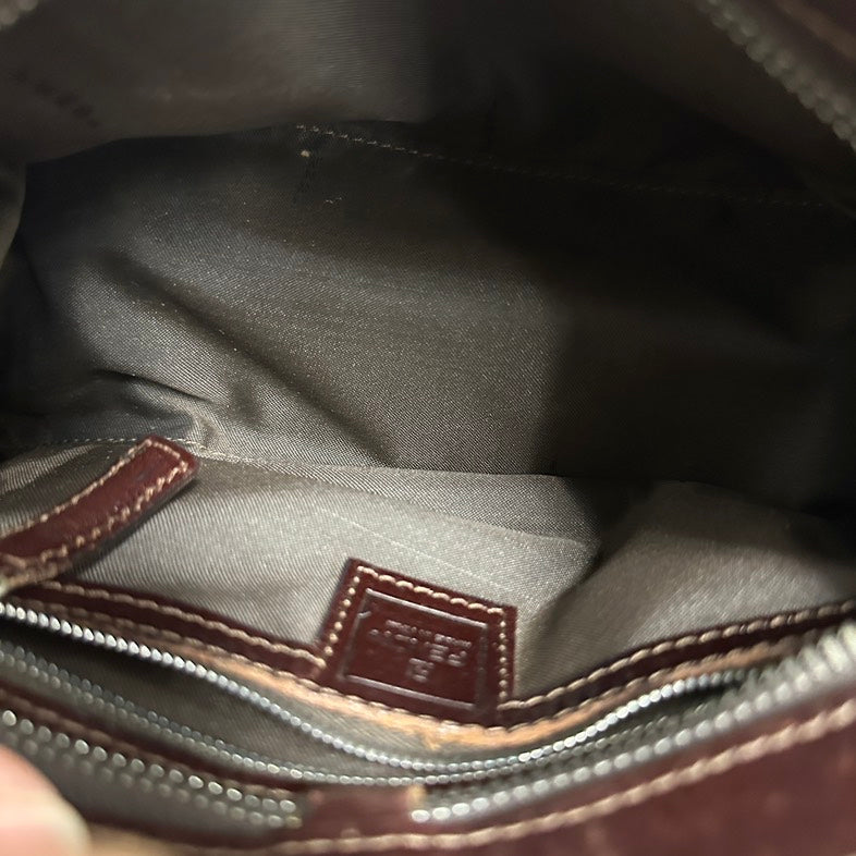 Pre-loved Fendi Vintage FF Logo Canvas Brown Shoulder Bag