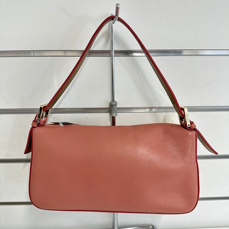 Fendi 1957 Pink Leather Baguette Shoulder Bag