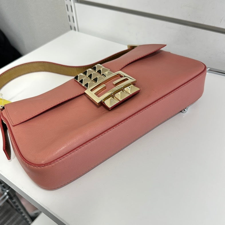 Fendi 1957 Pink Leather Baguette Shoulder Bag