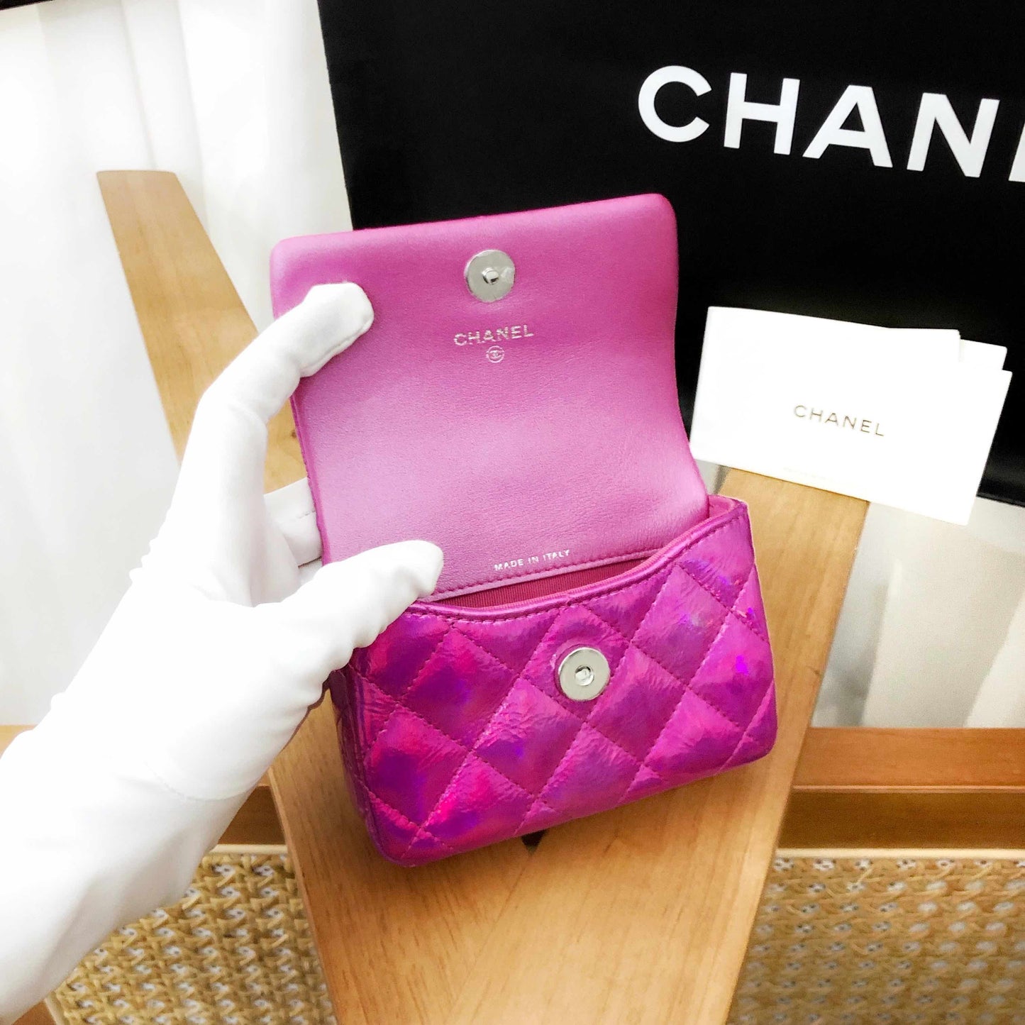 Preloved Chanel Wallet 24C in Pink Quilted Leather