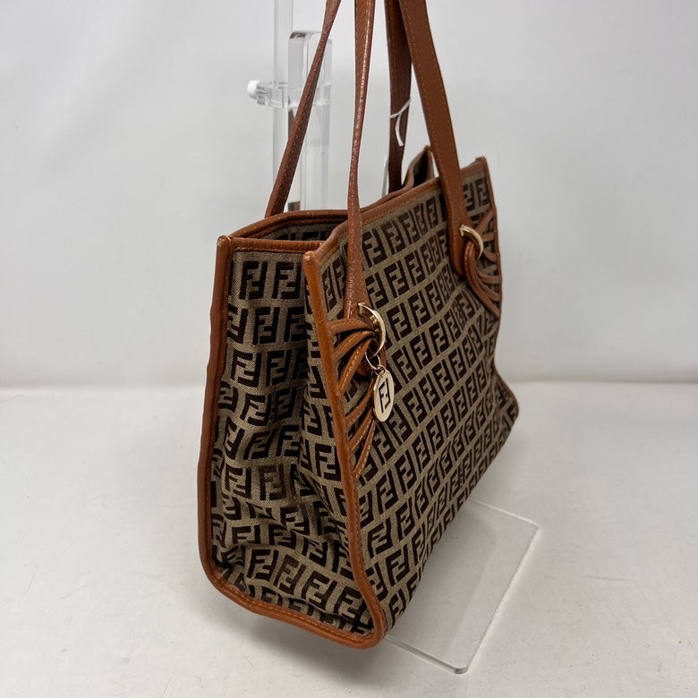 Preloved Fendi Zucca Canvas & Leather Brown Tote Bag AF382