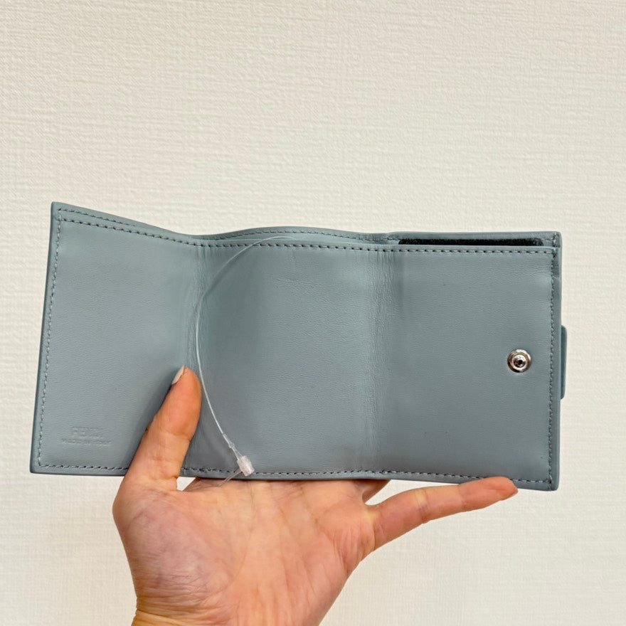 Preloved Fendi Zucca Leather Compact Wallet Grey