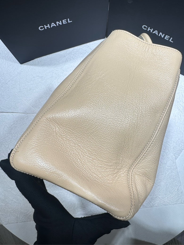 Chanel Beige Caviar Cerf Middle Size Satchel with Strap #13