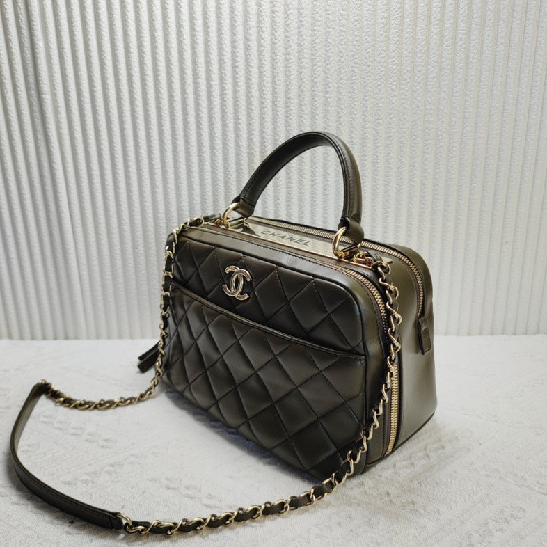 Preloved Chanel Quilted Black Top Handle Bag 12082344