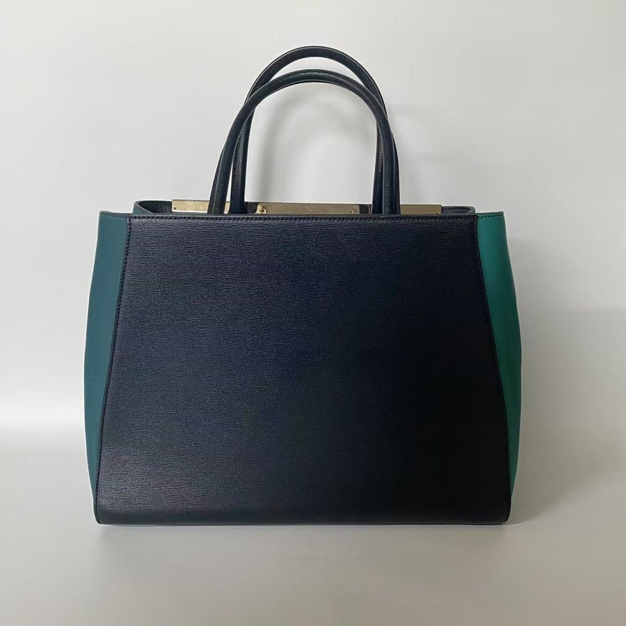 Preloved Fendi 2Jours Blue and Green Leather Tote Bag
