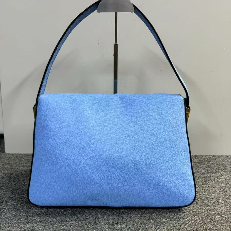 Preloved Fendi Baguette Light Blue Leather Shoulder Bag
