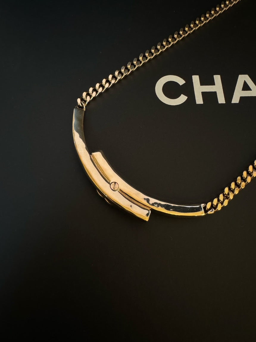 Chanel 22B Smilie Necklace Choker Gold Necklace
