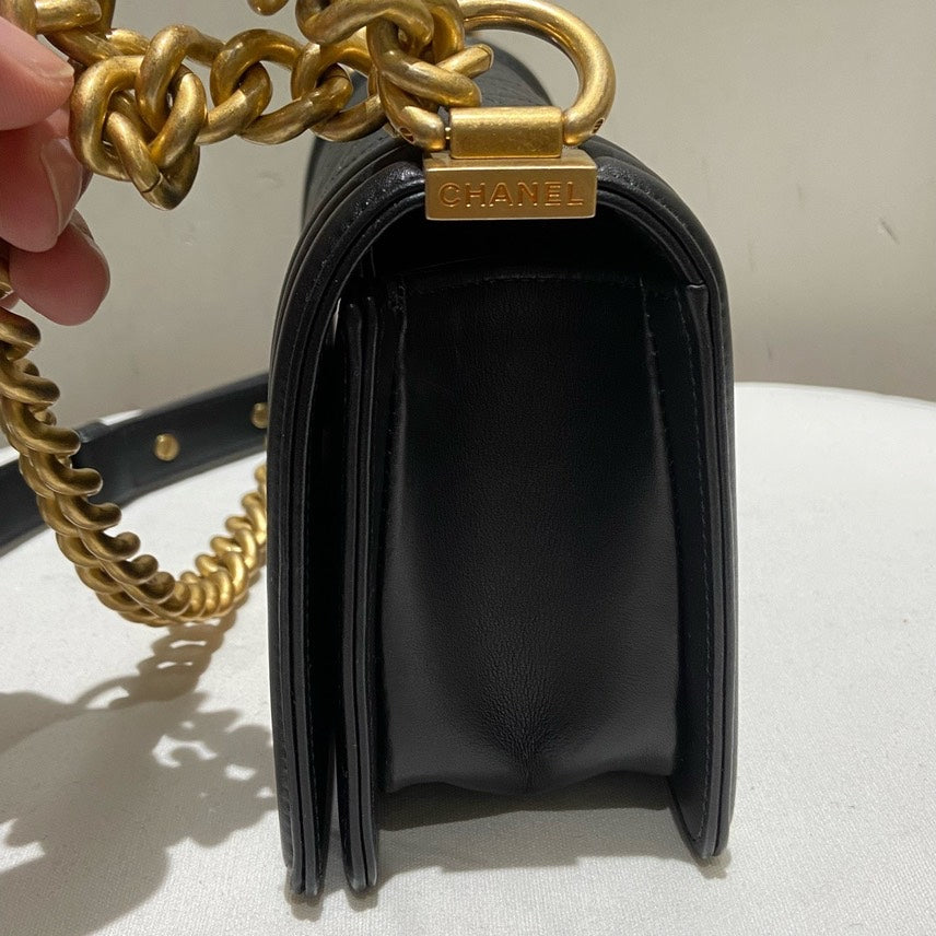 Preloved Chanel Leboy Small Calfskin Black Shoulder Bag