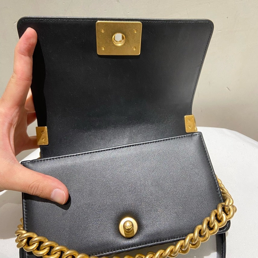 Preloved Chanel Leboy Small Calfskin Black Shoulder Bag
