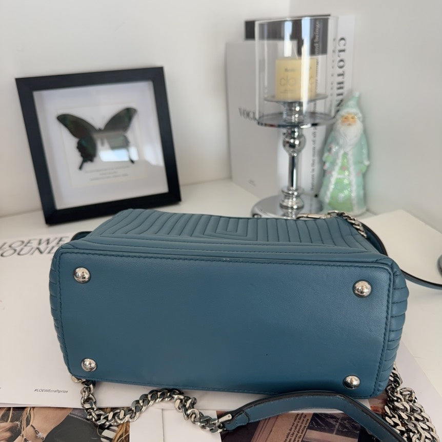 Preloved Fendi Dotcom Blue Leather Shoulder Bag