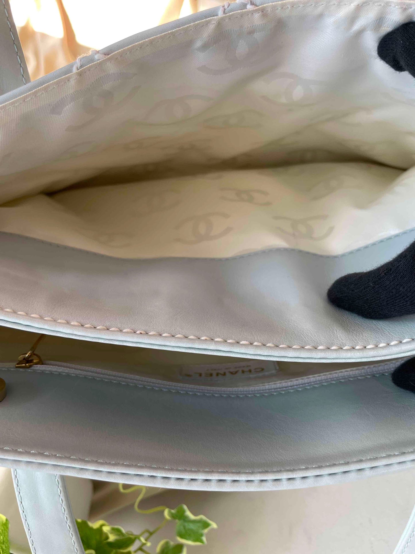 Chanel Baby Blue Quilted Leather Tote Bag