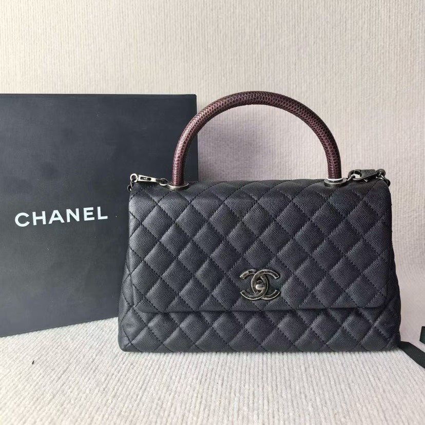 Preloved Chanel Coco Handle Black Top Handle Bag
