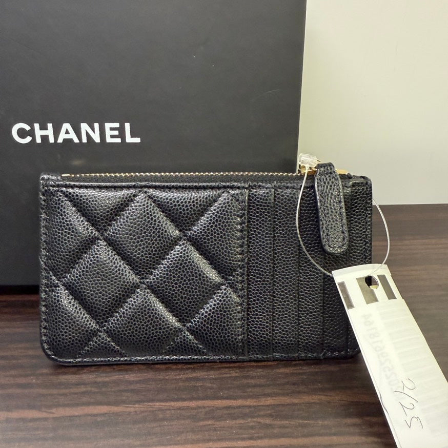 Chanel Caviar Leather Card Case Series 31 Black Wallet