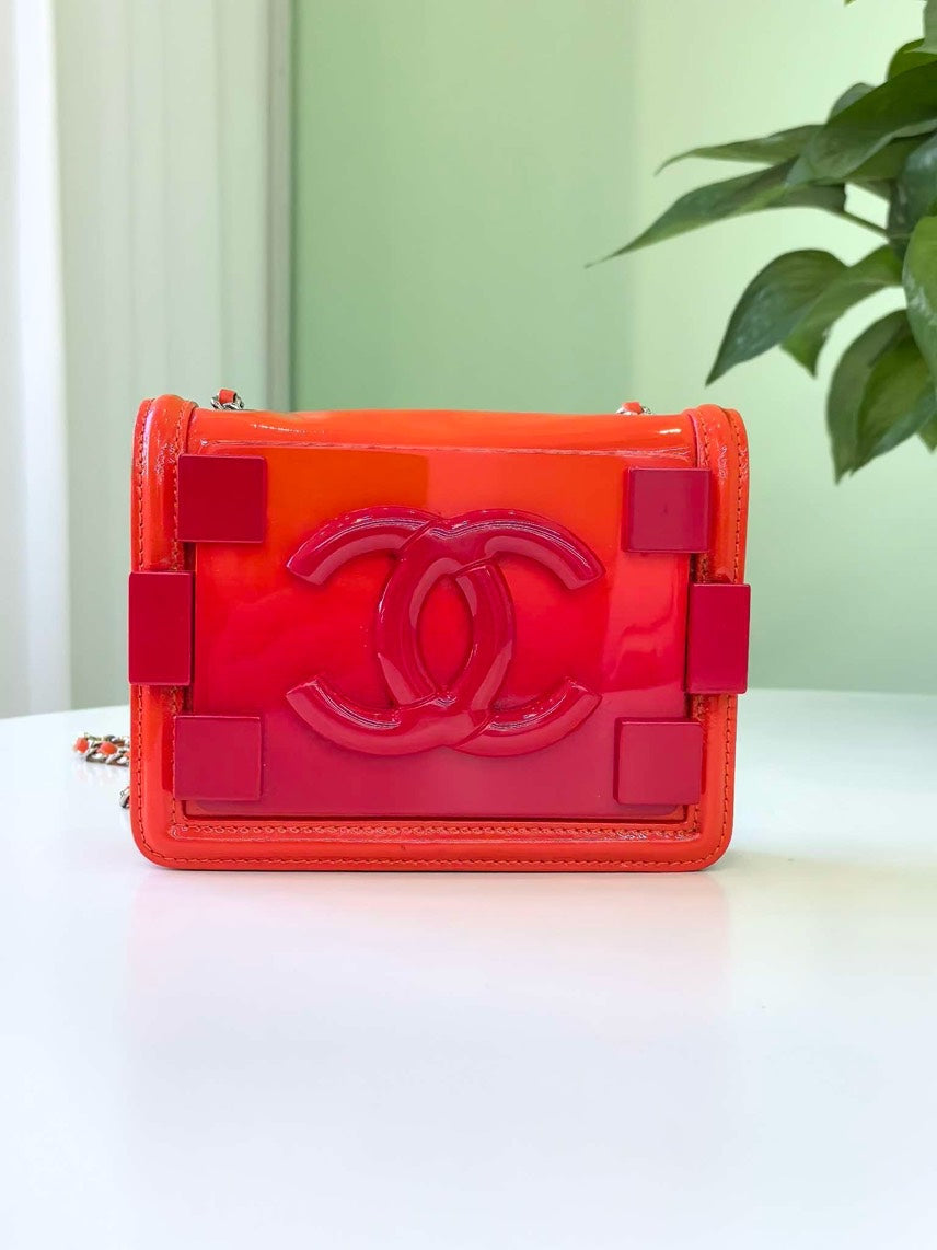 Preloved Chanel Plexiglass Small Shoulder Bag Orange and Pink