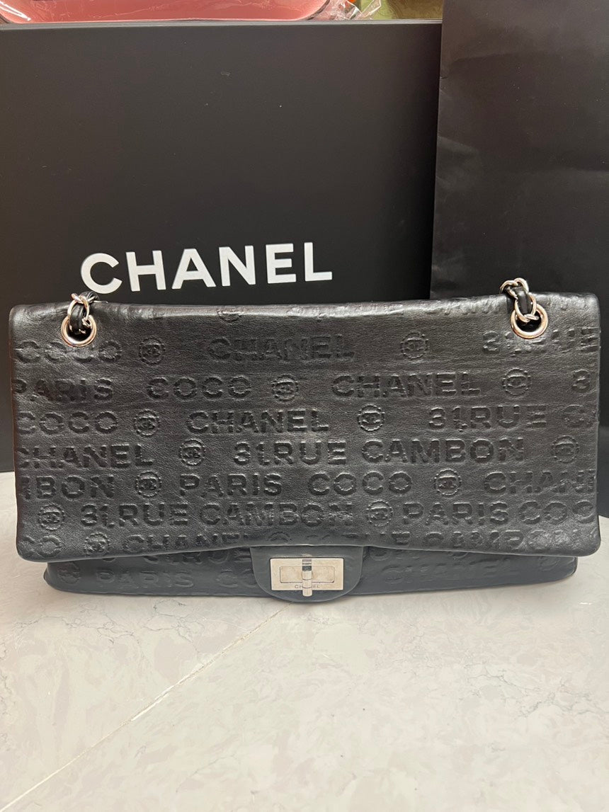 Chanel Black 31 Rue Cambon Embossed Shoulder Bag