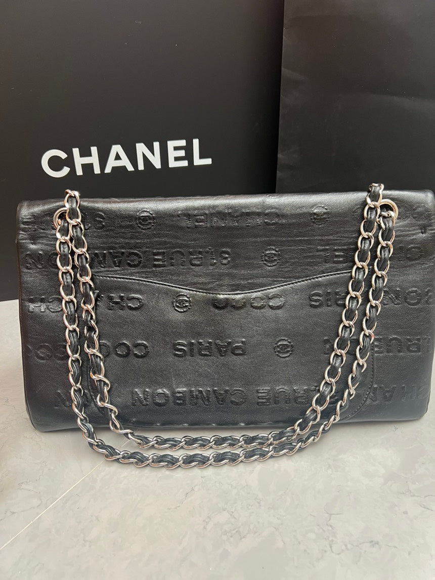 Chanel Black 31 Rue Cambon Embossed Shoulder Bag