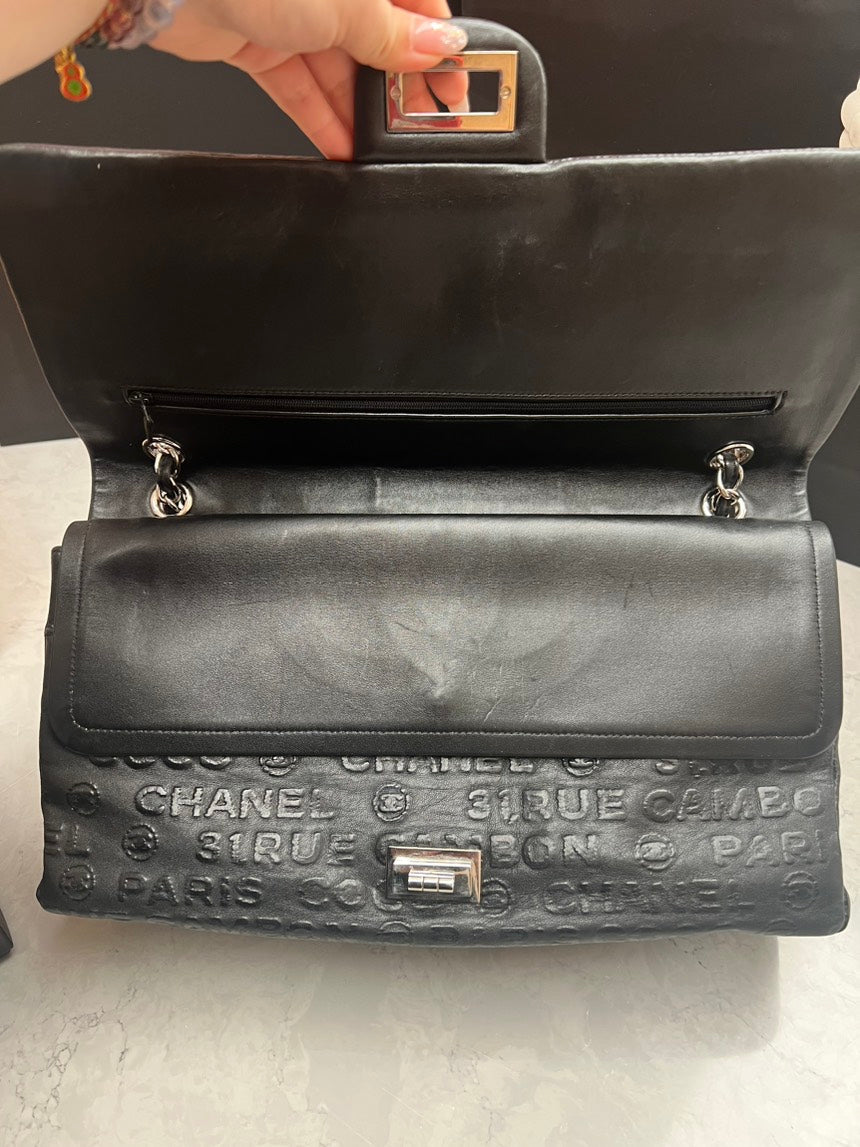 Chanel Black 31 Rue Cambon Embossed Shoulder Bag