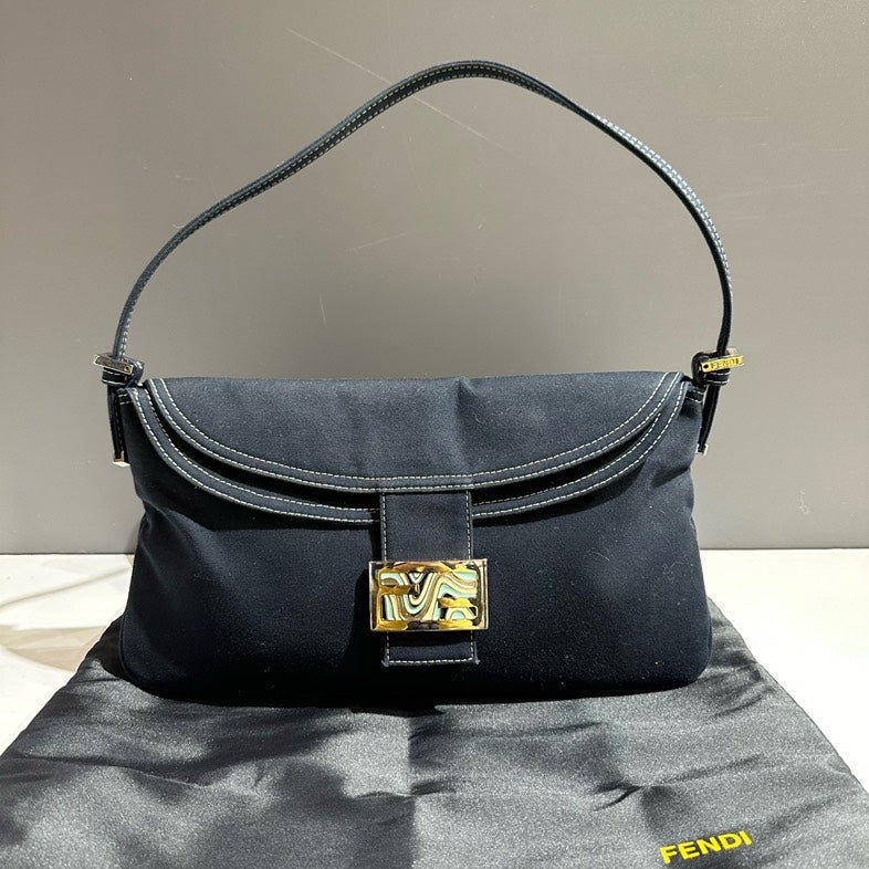 🔥 Price Drop Preloved Fendi Hobo Bag Black Suede Vintage Designer Handbag