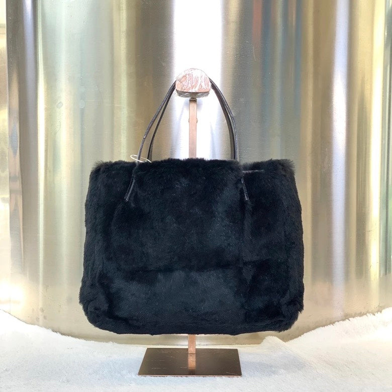 Pre-Loved Fendi F Tote 3446 in Black Fur - Elegant Vintage Tote Bag